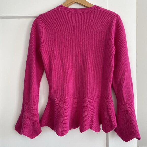 Ted Baker Bobbe London Peplum Sweater Pink Flared Top Cashmere Blend Womens S - Picture 3 of 14